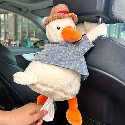 Car tissue holder in the shape of a duck